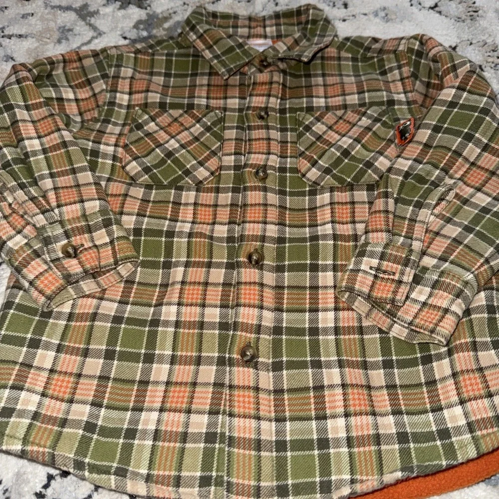 Vintage Gymboree Boys 2T Fleece Lined Plaid Flannel Button Up Shirt